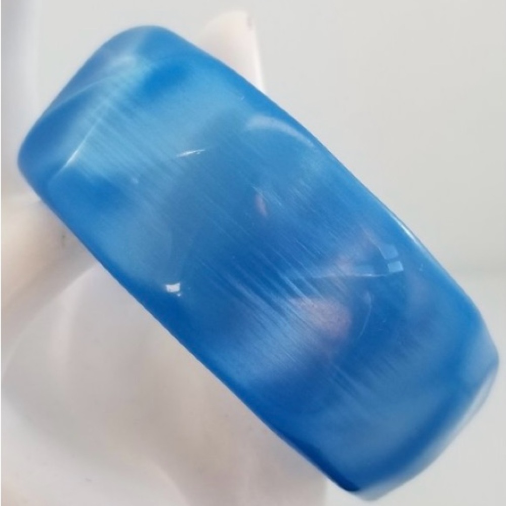 Moonglow Blue Dimpled Lucite Wide Bangle Bracelet